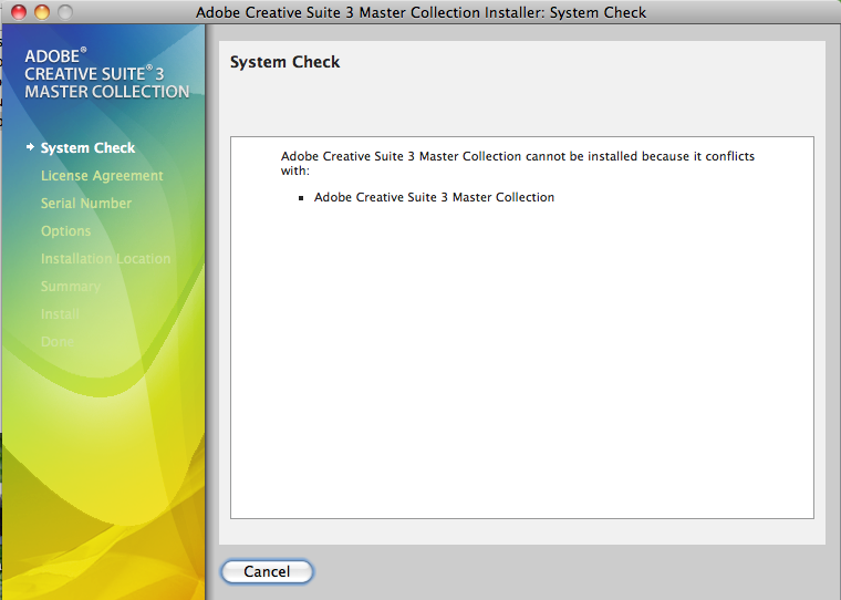 Adobe CS3 installer conflict - Adobe Support Community - 10033249